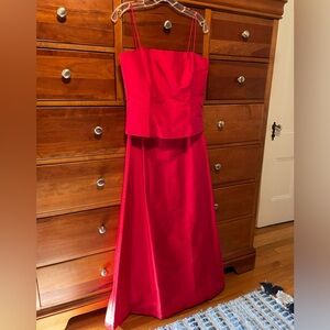 Red silk 2 piece dress size 4